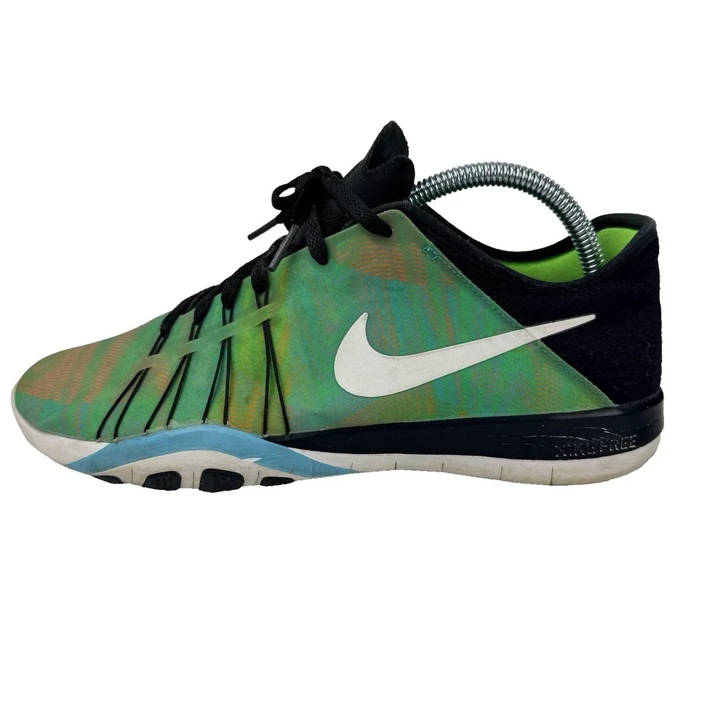 Womens Nike Free TR 6 PRT Running Shoes Sneakers Lime Green Blue Sz 9 Trainers - Picture 3 of 15